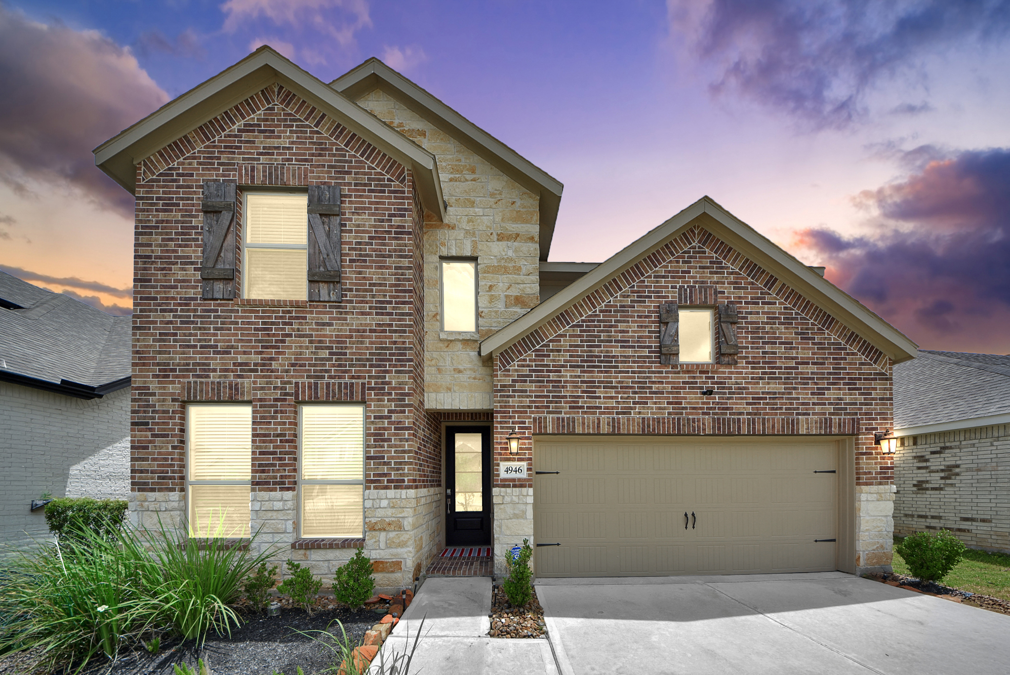 Twilight exterior of 4946 Sky Bluff Dr