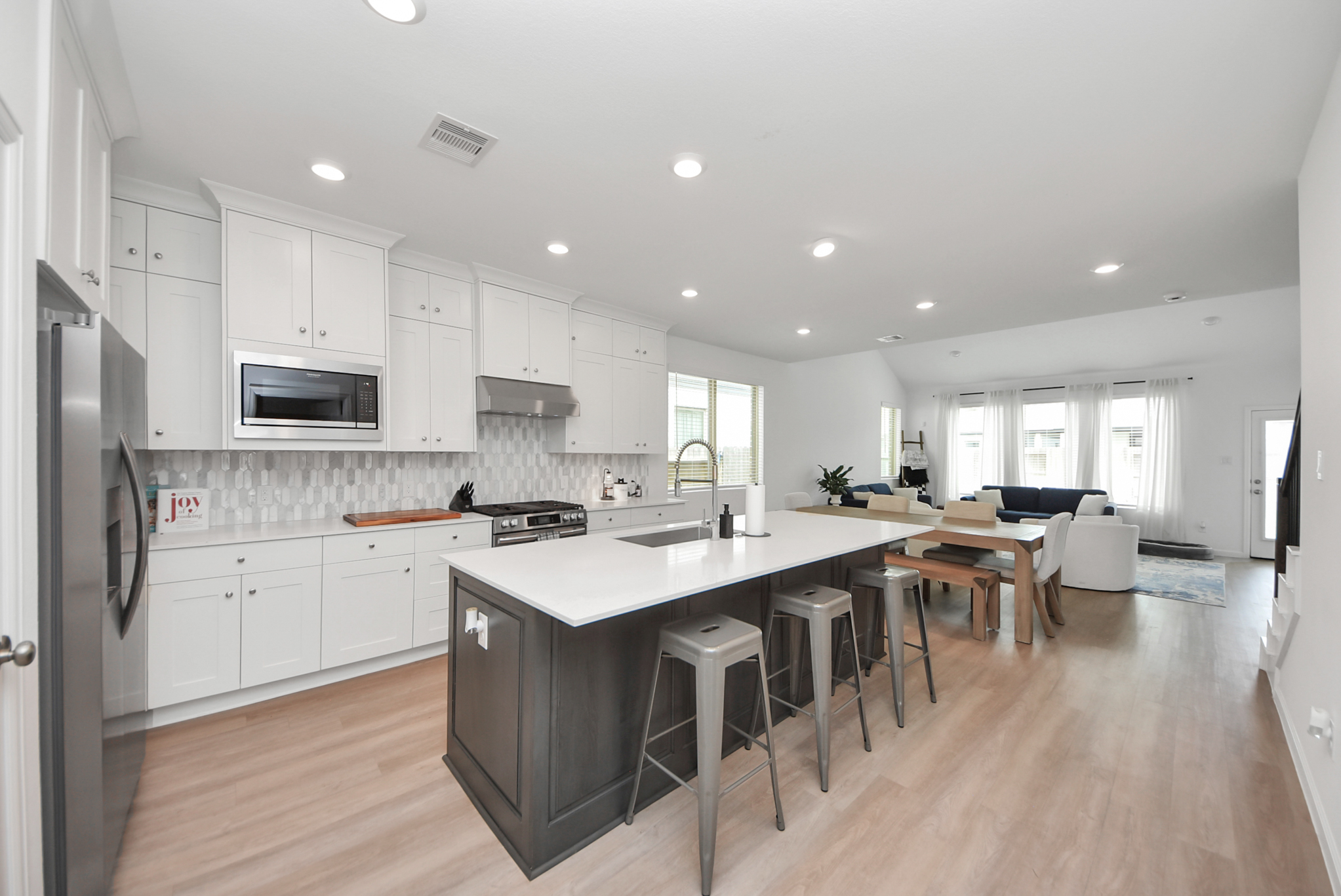 Open-concept kitchen and living area